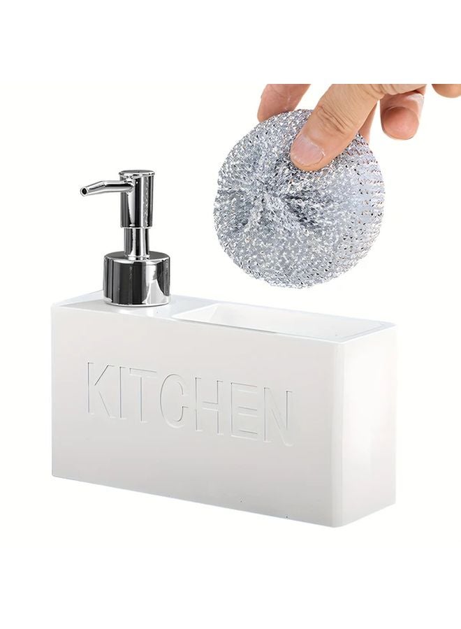 White Soap Dispenser With Built In Cleaning Brush And Storage Box Phthalate Free - Image 2